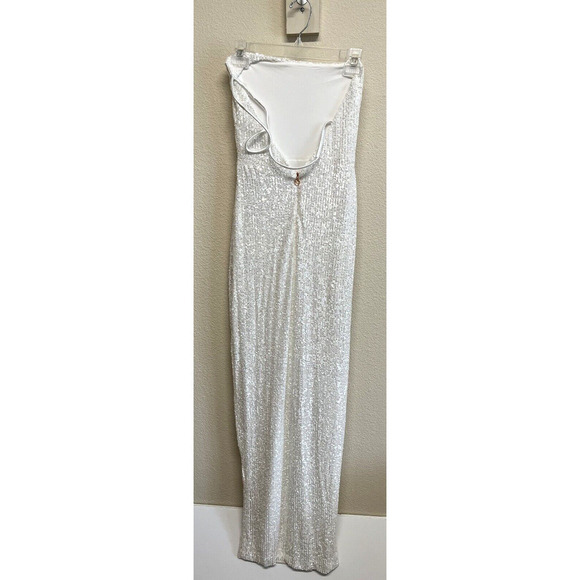 NOOKIE White Sequin Liberty Gown Size L Floor Length Cocktail NEW - Picture 4 of 13